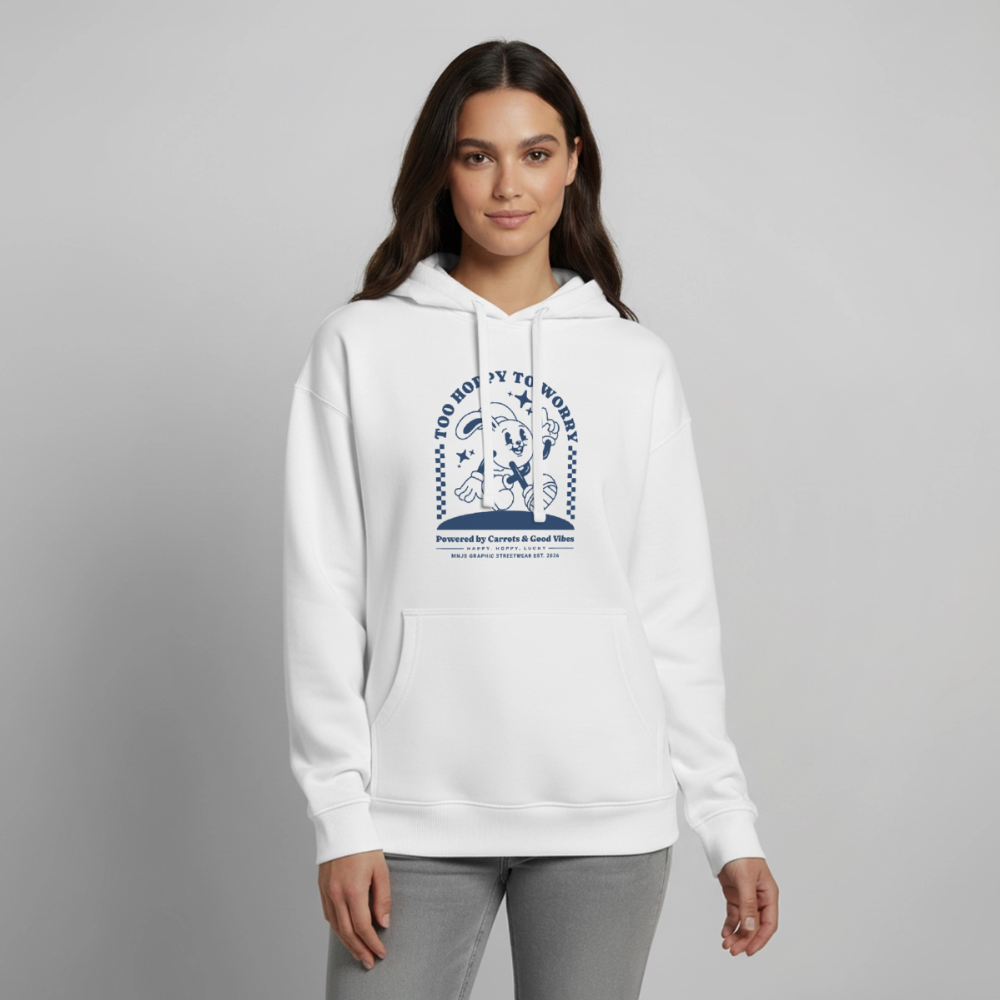 Too Hoppy Too Worry Design – Oversized Unisex Hoodie - Weiß