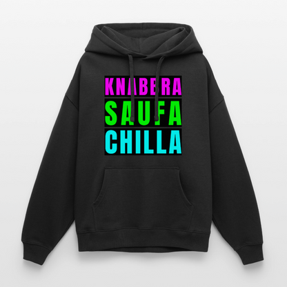 Knabbra Saufa Chilla – Oversized Unisex Hoodie - Schwarz