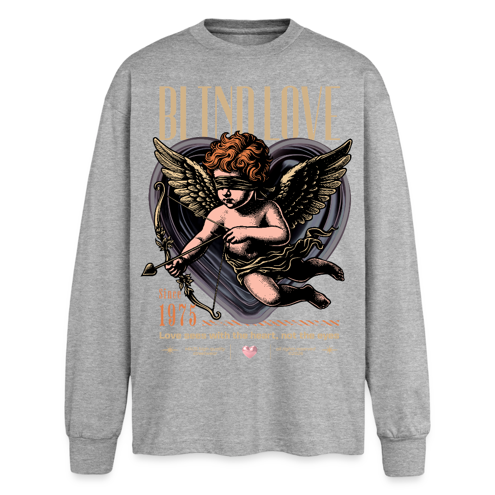Blind Love Design – Oversized Langarmshirt - Grau meliert