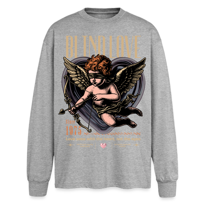 Blind Love Design – Oversized Langarmshirt - Grau meliert