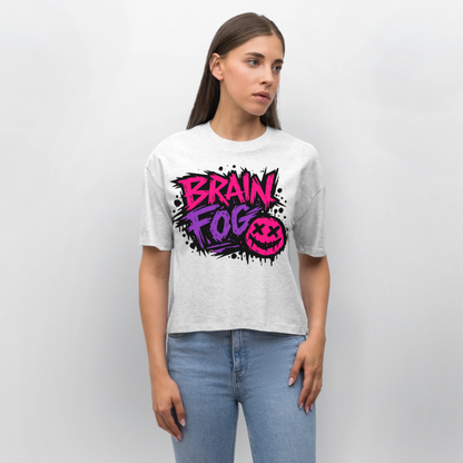 Brain Fog Design – Frauen Boxy Bio-T-Shirt - Weiß meliert