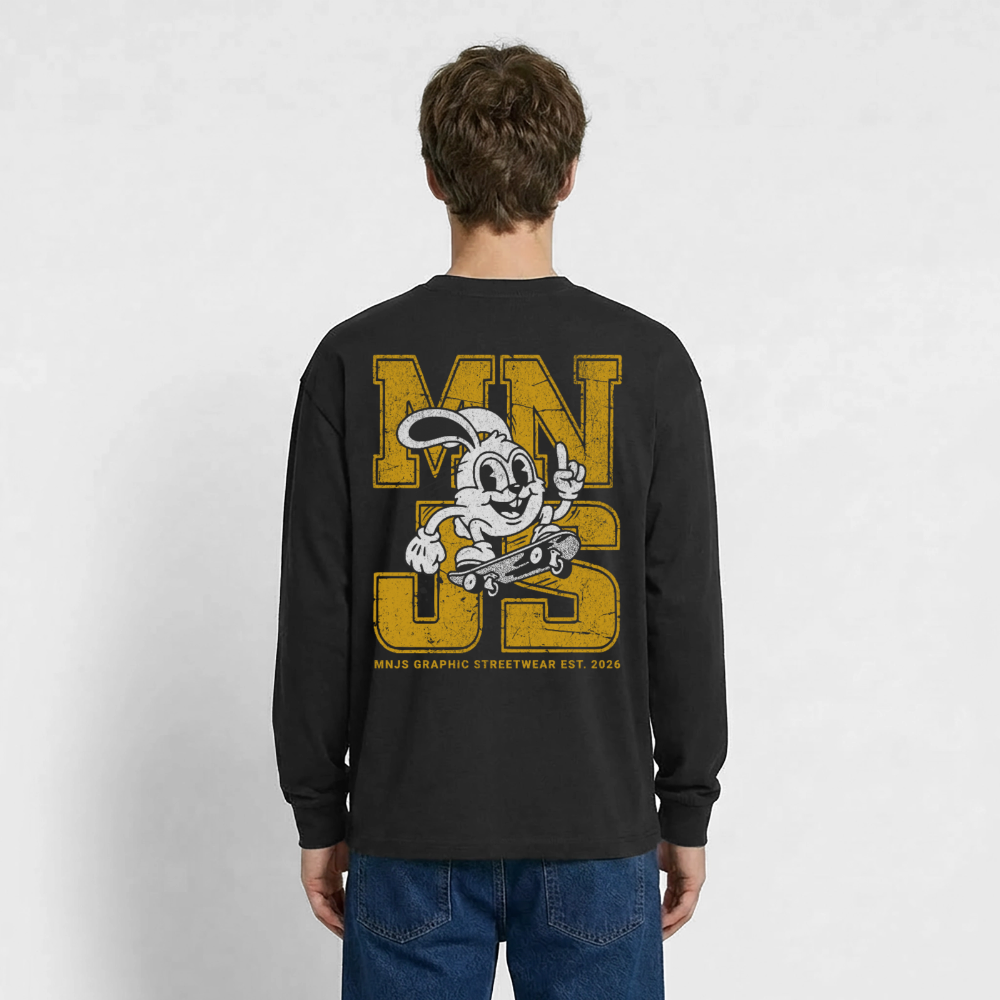 Skate Bunny Design – Oversized Langarmshirt - Schwarz