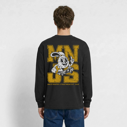 Skate Bunny Design – Oversized Langarmshirt - Schwarz