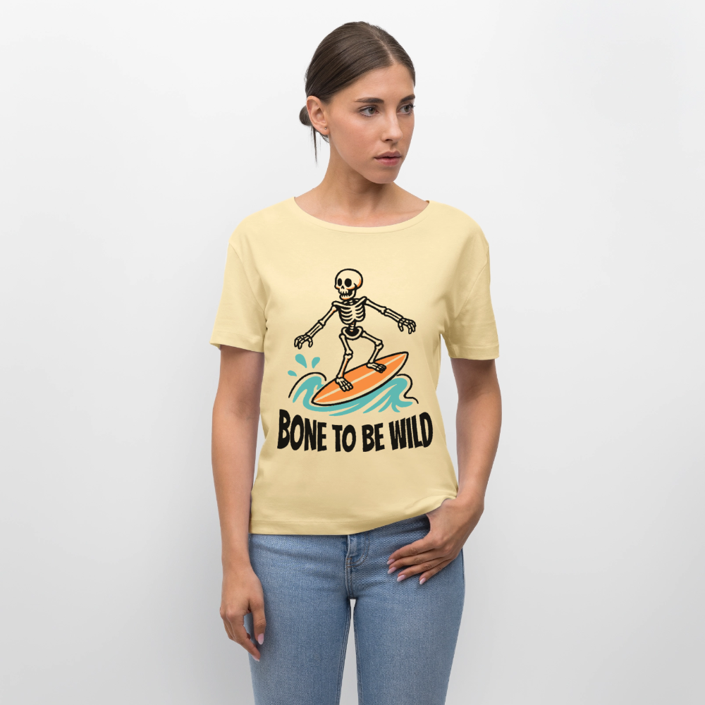 Bone to be Wild Design – Rundhals Frauen Bio-T-Shirt - Creme