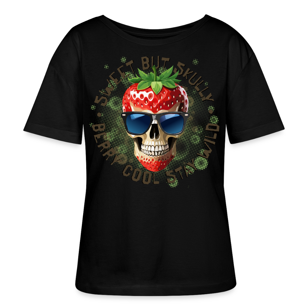 Strawberry Skull Design – Rundhals Frauen Bio-T-Shirt - Schwarz
