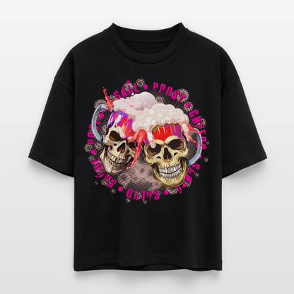 Party Skull Design Pink – Frauen Boxy Bio-T-Shirt - Schwarz