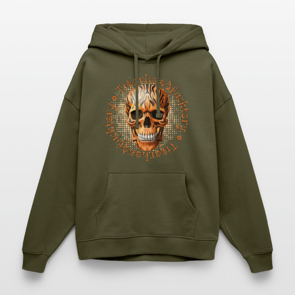 Tiger Skull Design – Oversized Unisex Hoodie - Khaki