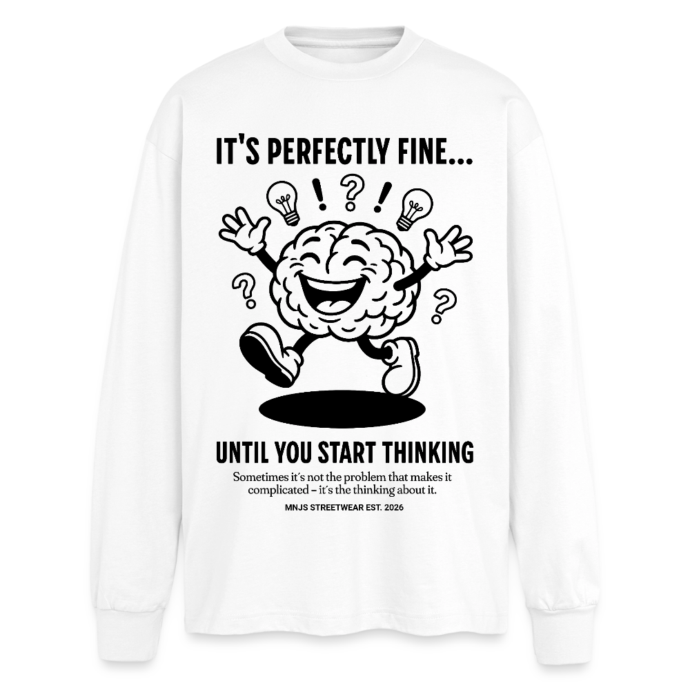 Brain Design – Oversized Langarmshirt - Weiß