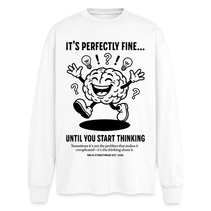 Brain Design – Oversized Langarmshirt - Weiß