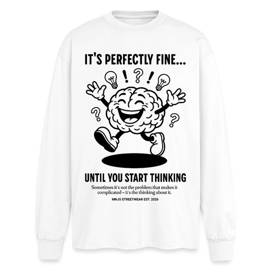 Brain Design – Oversized Langarmshirt - Weiß
