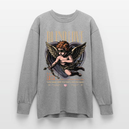 Blind Love Design – Oversized Langarmshirt - Grau meliert