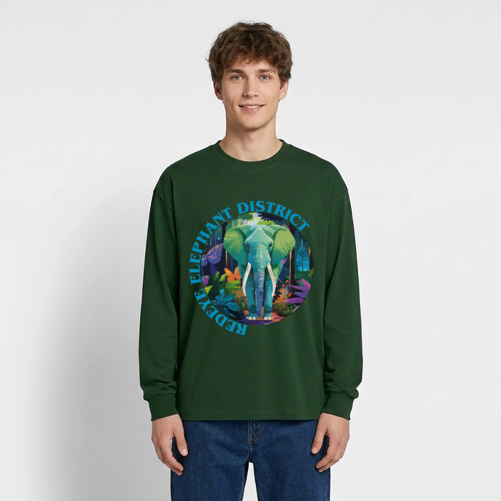 Elephant Design – Oversized Langarmshirt - Flaschengrün