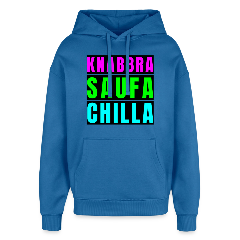 Knabbra Saufa Chilla – Oversized Unisex Hoodie - Achtsames Blau