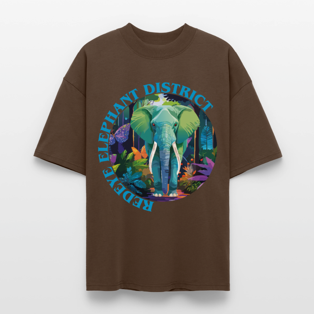 Elephant Design – Oversized Unisex Bio T-Shirt - Dunkelbraun