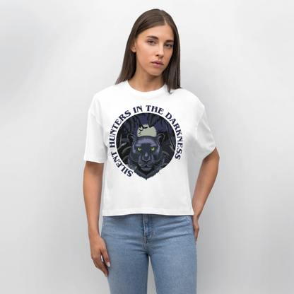 Silent Hunter Design – Frauen Boxy Bio-T-Shirt - Weiß