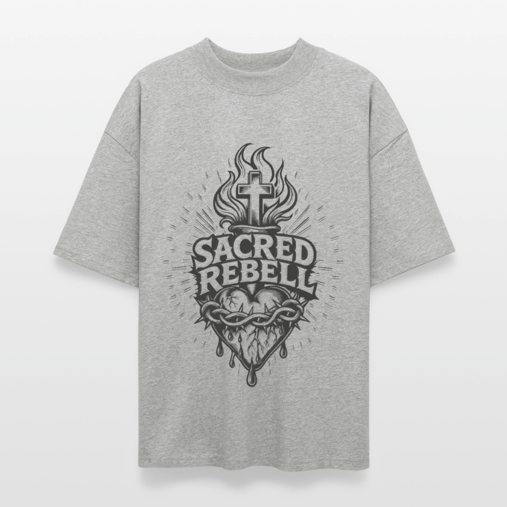 Sacred Rebell Design – Oversized Unisex Bio T-Shirt - Grau meliert