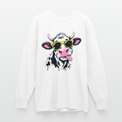 Street Cow Design – Oversized Langarmshirt - Weiß