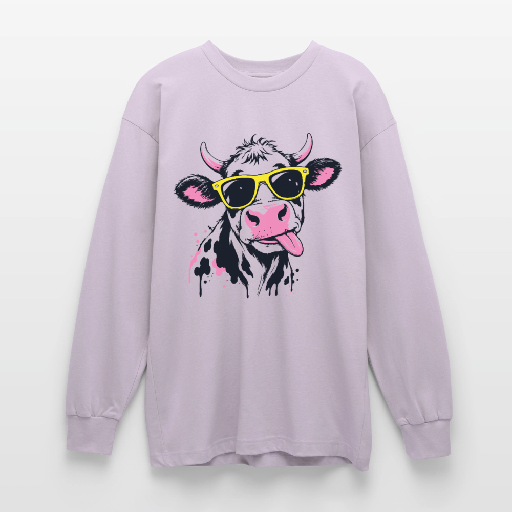 Street Cow Design – Oversized Langarmshirt - verblasstes Lila