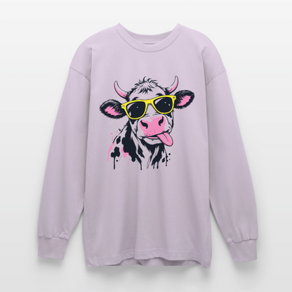 Street Cow Design – Oversized Langarmshirt - verblasstes Lila