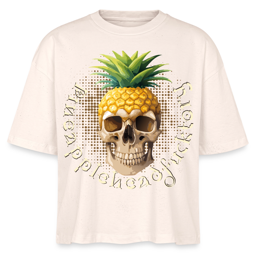 Pineapple Skull Design - Frauen Boxy Bio-T-Shirt - Natur