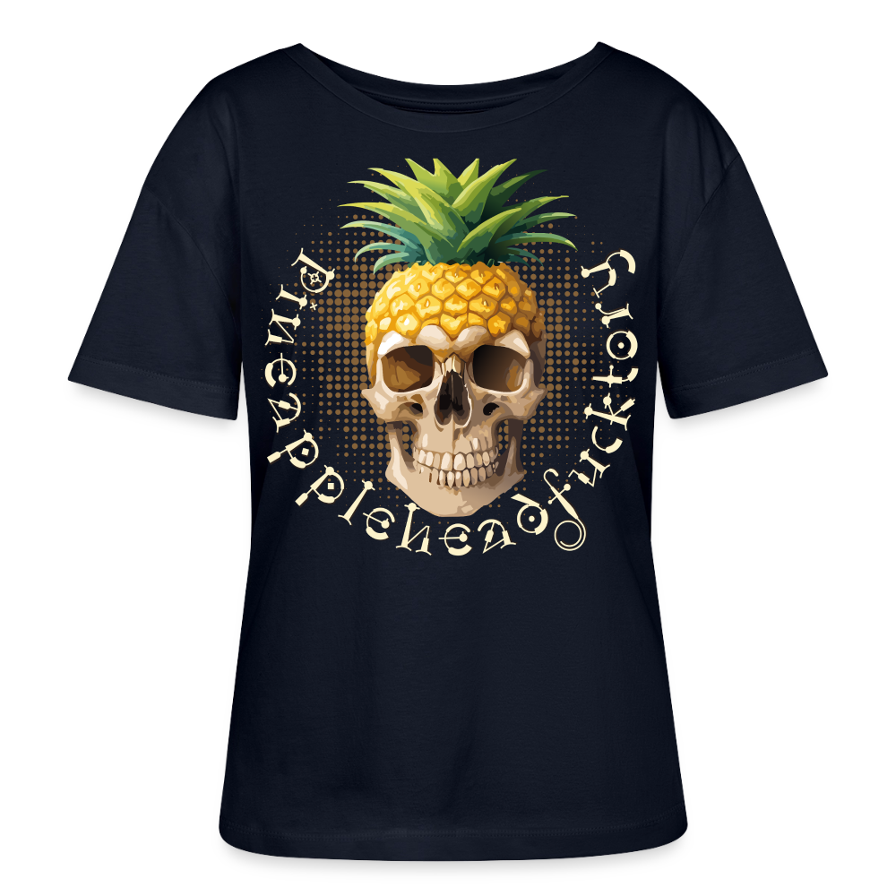 Pineapple Skull Design - Rundhals Frauen Bio-T-Shirt - Navy