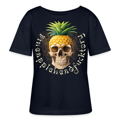 Pineapple Skull Design - Rundhals Frauen Bio-T-Shirt - Navy