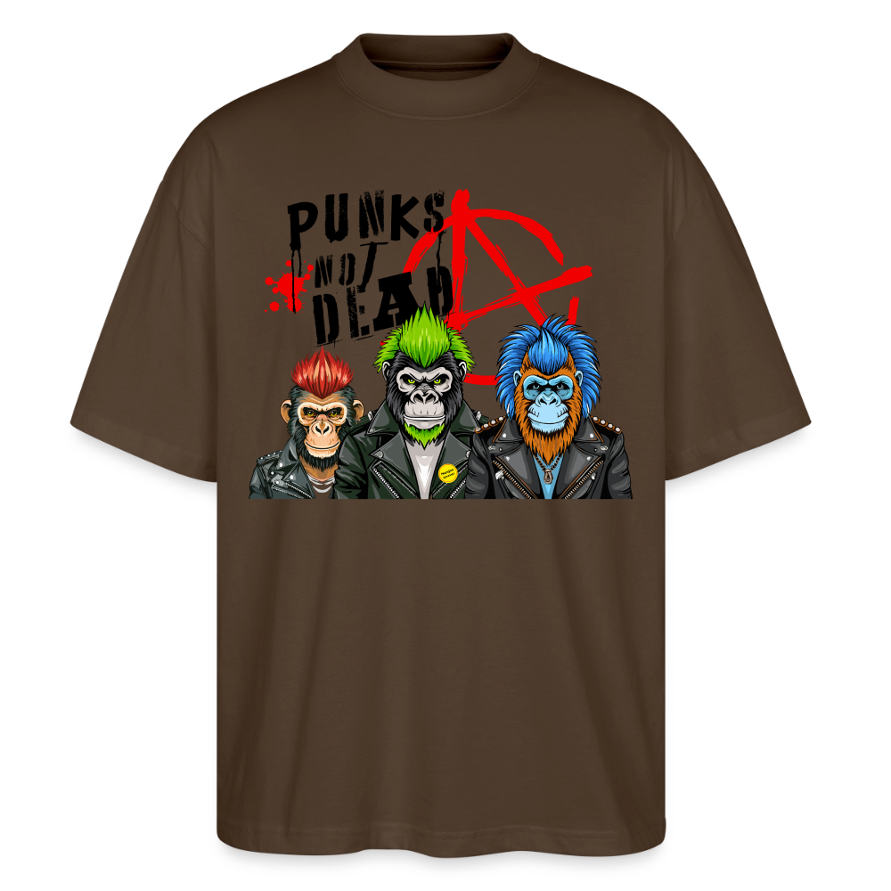 Punks Not Dead Design – Oversized Unisex Bio T-Shirt - Dunkelbraun