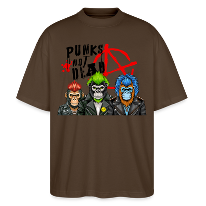 Punks Not Dead Design – Oversized Unisex Bio T-Shirt - Dunkelbraun