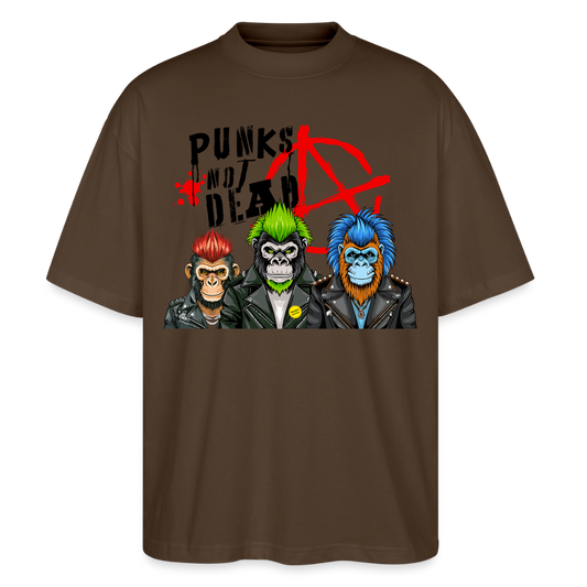 Punks Not Dead Design – Oversized Unisex Bio T-Shirt - Dunkelbraun