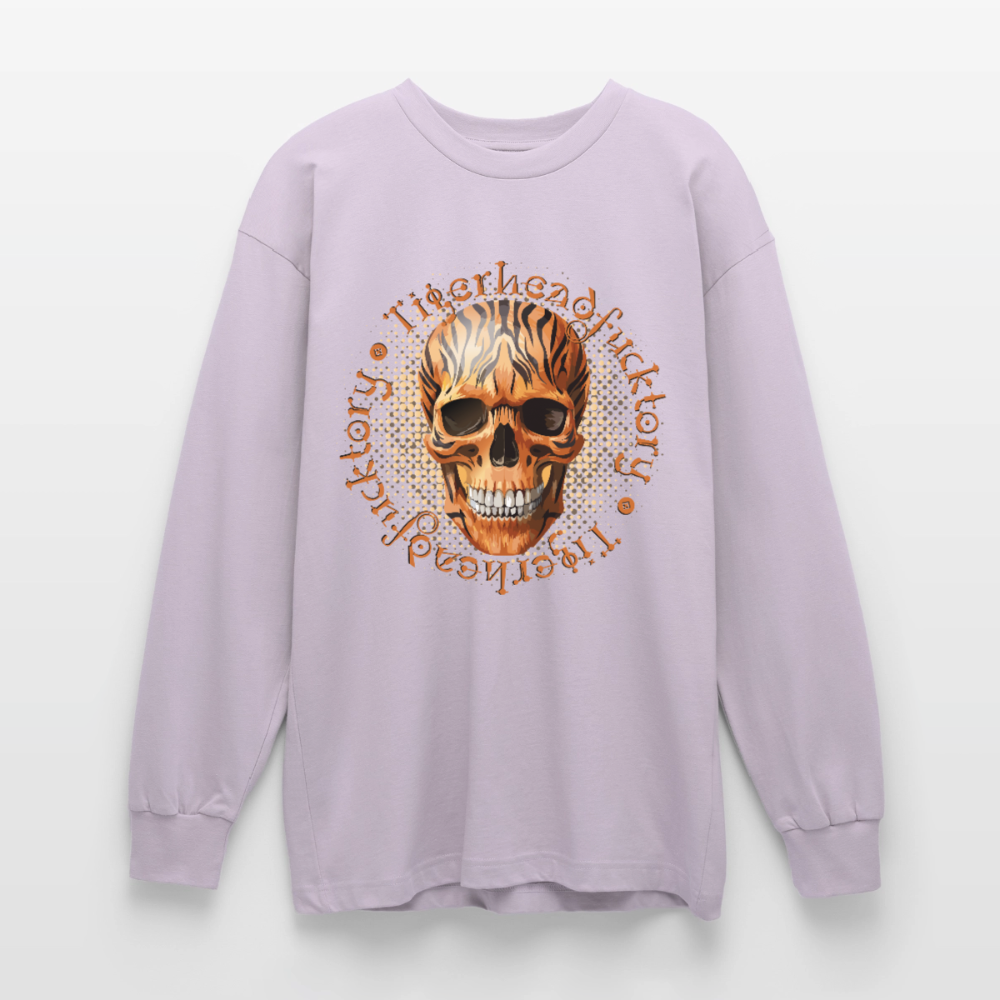 Tiger Skull Design – Oversized Langarmshirt - verblasstes Lila