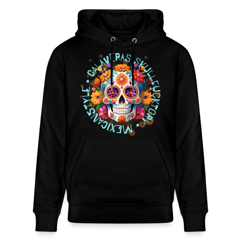 Sugar Skull Blumen Design – Unisex Bio-Hoodie - Schwarz