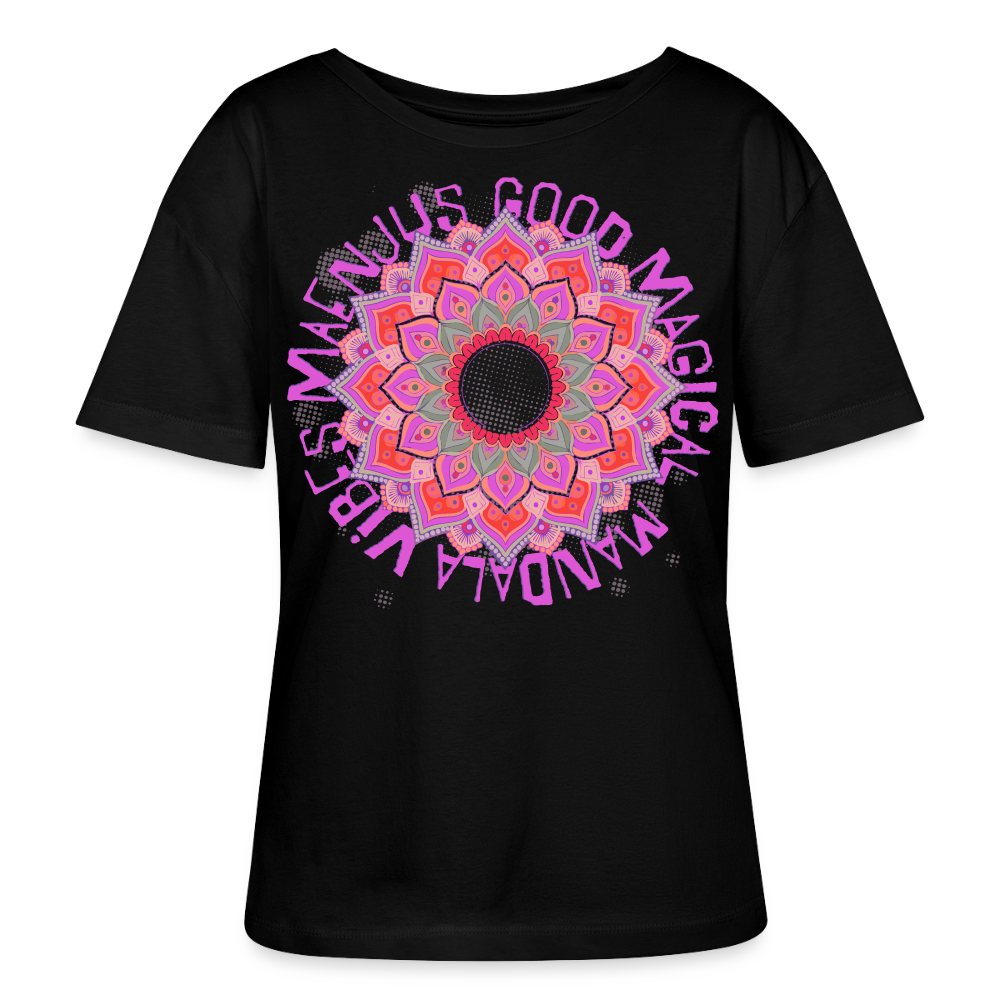 Mandala Pink Design – Rundhals Frauen Bio-T-Shirt - Schwarz