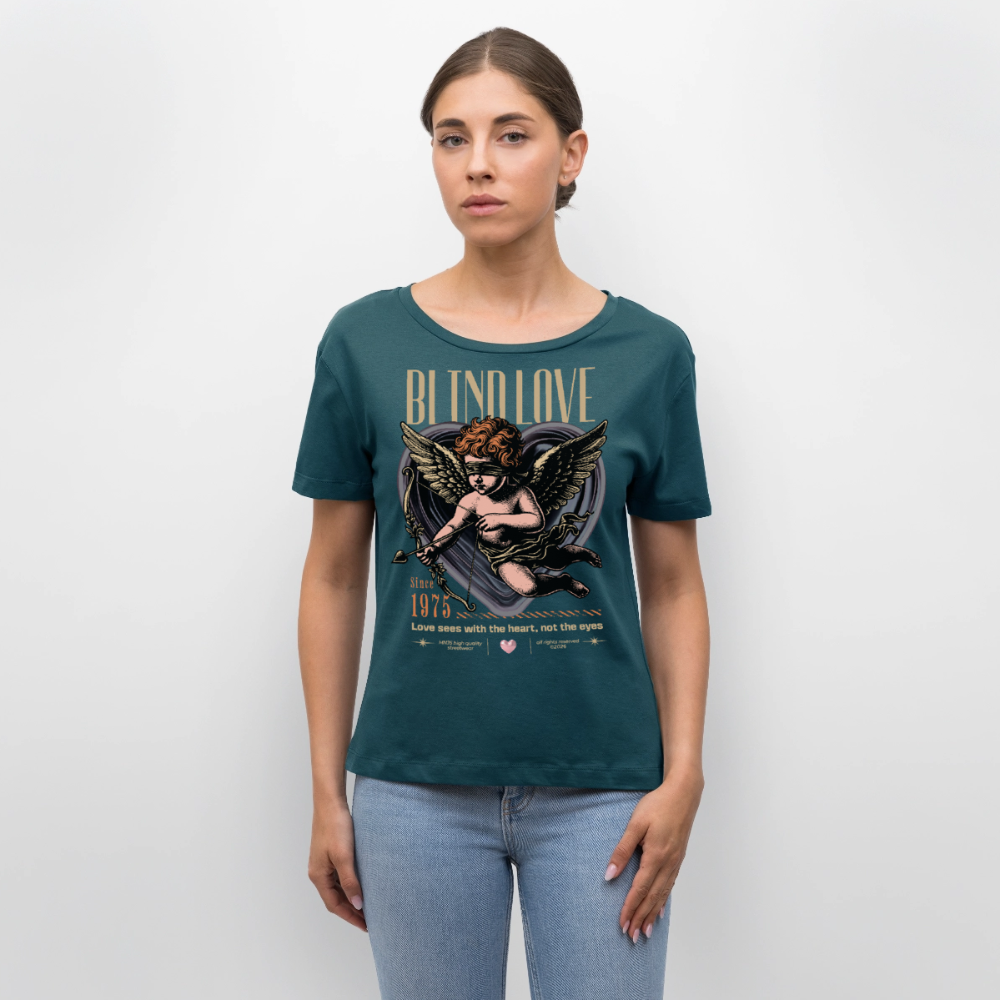 Blind Love Design – Rundhals Frauen Bio-T-Shirt - Dunkles Petrol