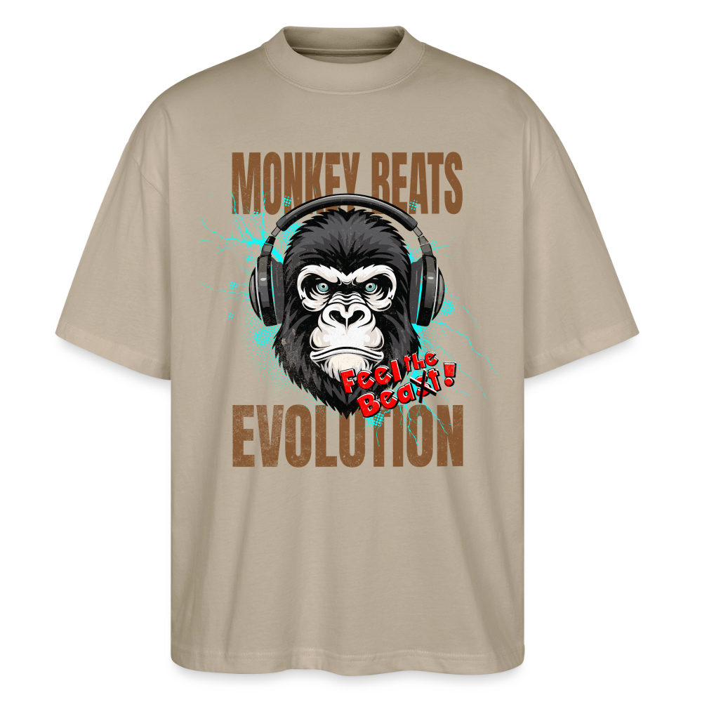 Monkey Beats Design – Oversized Unisex Bio T-Shirt - Steingrau