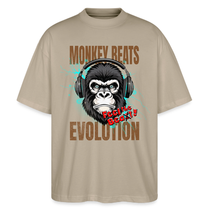 Monkey Beats Design – Oversized Unisex Bio T-Shirt - Steingrau