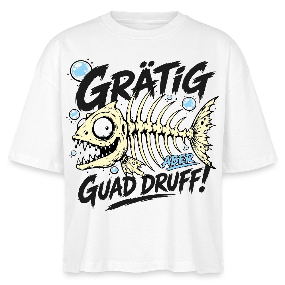 Fischskelett Grätig Design – Frauen Boxy Bio-T-Shirt - Weiß