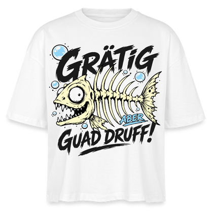 Fischskelett Grätig Design – Frauen Boxy Bio-T-Shirt - Weiß