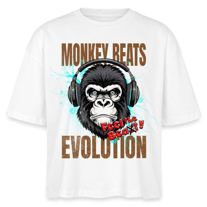 Monkey Beats Design – Frauen Boxy Bio-T-Shirt - Weiß