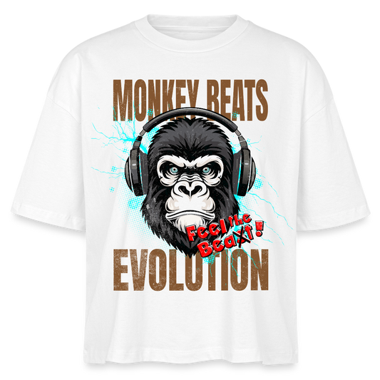 Monkey Beats Design – Frauen Boxy Bio-T-Shirt - Weiß