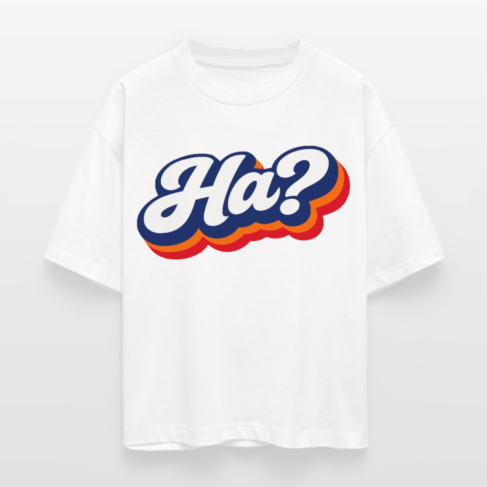 Ha? Design – Frauen Boxy Bio-T-Shirt - Weiß
