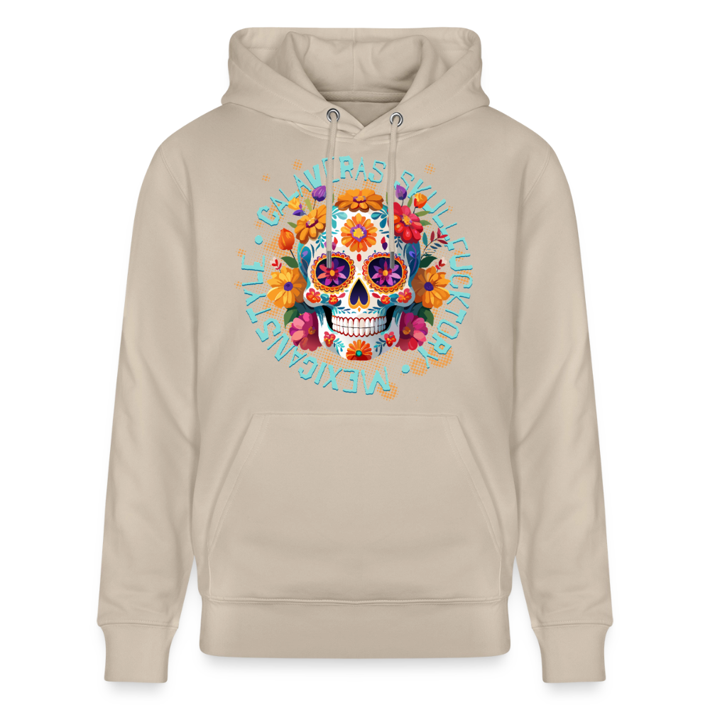 Sugar Skull Blumen Design – Unisex Bio-Hoodie - Beige