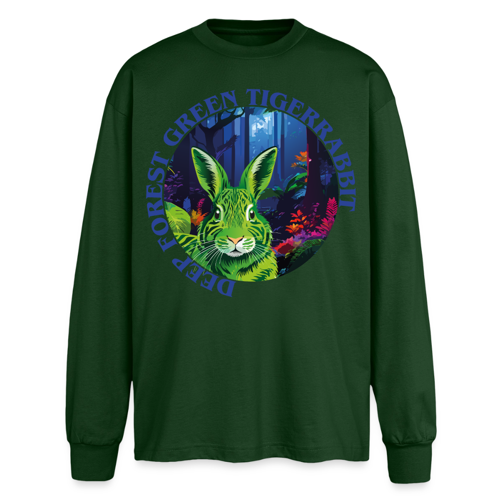 Tiger Rabbit Design – Oversized Langarmshirt - Flaschengrün