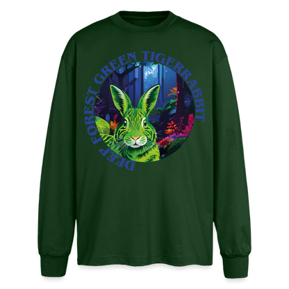 Tiger Rabbit Design – Oversized Langarmshirt - Flaschengrün