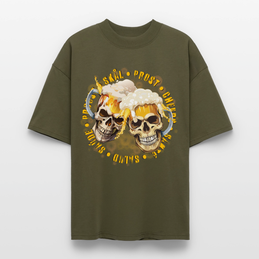 Party Skull Design – Oversized Unisex Bio T-Shirt - Khaki