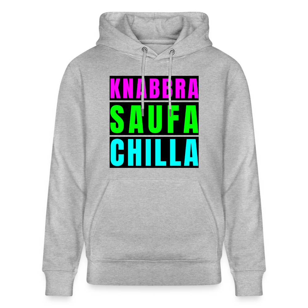 Knabbra Saufa Chilla Design – Unisex Bio-Hoodie - Grau meliert