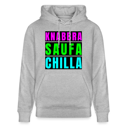 Knabbra Saufa Chilla Design – Unisex Bio-Hoodie - Grau meliert
