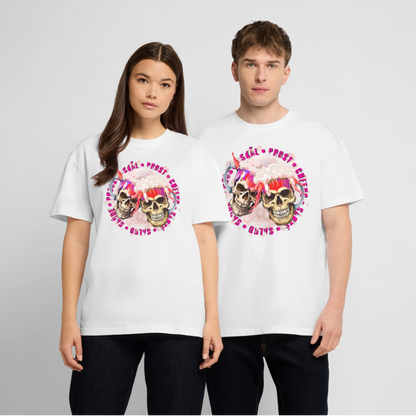 Party Skull Design Pink – Oversized Unisex Bio T-Shirt - Weiß