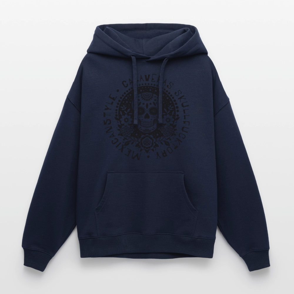 Sugar Skull Black Design - Oversized Unisex Hoodie - Navy