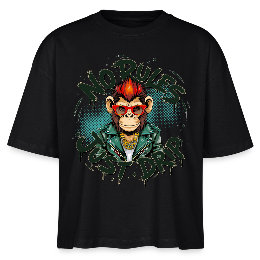 Monkey No Rules Design – Frauen Boxy Bio-T-Shirt - Schwarz