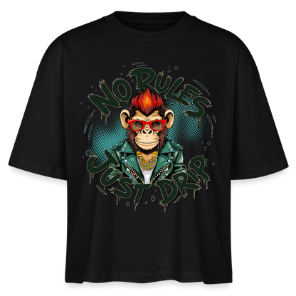 Monkey No Rules Design – Frauen Boxy Bio-T-Shirt - Schwarz